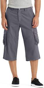 Shorts cargo longs Capri pour hommes, longueur sous le genou (18 pouces), décontractés, pour la randonnée, le travail, les activités de plein air, avec poches - Product Image 2