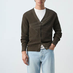 Pull cardigan en coton 100% respirant, tricoté doux, design luxueux, design moderne, pour homme, hiver - Product Image 2