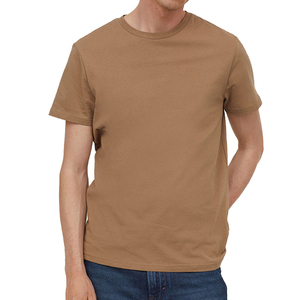 Camiseta de Manga Corta para Hombre, Color Camel Marrón, Corte Regular, Tejido de Punto Informal, 100% Algodón - Product Image 1