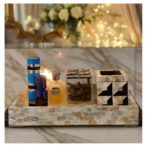 Opulent Mother of Pearl Bakhoor Set Handcrafted Wooden Tray with <b>MOP</b> Inlays & Brass Holder Luxury Arabic Fragrance Accessory - Product Image 4