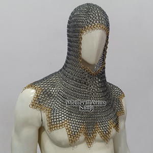 Capucha de Cota de Mídas Medieval de Acero Suave 09mm con Anillos Empalmados Hecha a Mano para Armadura de Caballero, Reenactamiento, Traje de Festival, Disfraz de Halloween - Product Image 3