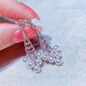 Pendientes de Flores Retro con Incrustaciones de Microcirconitas Estilo Francés, Pendientes Largos de Alta Gama para Mujer, Sensación de Industria Pesada, Lujo Ligero, Jhumkas Finos - Product Image 4