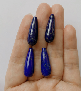 ลาพิส ลาซูลี รูปทรงหยดน้ำ เจาะด้านบน แบบคาโบชอง พลอยหลวม สีน้ำเงินธรรมชาติ ราคาส่งจากโรงงาน สำหรับทำเครื่องประดับเงินและทอง - Product Image 1