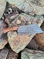 Handgesmeed Damascus staal cleaver mes, slager- en koksmes met olijfhouten handvat, keuken cleaver voor het snijden van vlees