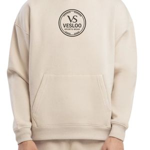 Sweat à capuche décontracté pour homme en molleton beige avec impression en relief sur le devant, style streetwear et sportswear, OEM ODM - Product Image 6