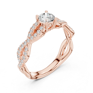 แหวนเพชรทรงกลมทองคำ 14K โรสโกลด์สำหรับผู้หญิง |   ชุดทำงาน |   เพชรที่เพิ่งเพาะเลี้ยง - Product Image 4