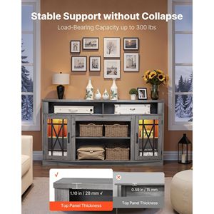 Centro de Entretenimiento Estilo Rústico, Mueble para TV de hasta 65 Pulgadas, Gabinete de Madera con Puertas de Vidrio y Tira de Luz - Product Image 5