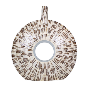 Jarrón de cartón con incrustaciones de Capiz marrón moderno hecho a mano, forma hueca, patrón de mosaico decorativo, mesa, boda, decoración del hogar, artesanía - Product Image 1