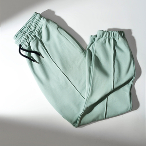 Pantalon de jogging unisexe en polyester à plis froncés, vert menthe, avec cordon de serrage et taille élastique, style décontracté athleisure streetwear - Product Image 6