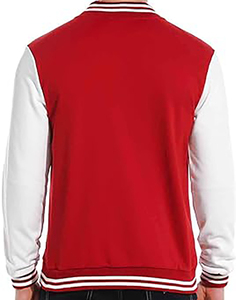 <b>Men's</b> Gray Varsity <b>Jacket</b> With <b>White</b> Sleeves Turn-down Collar Button Closure Casual Autumn Wear - Product Image 6