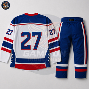 New Trendy Best Supplier Newest Wholesale Rate Custom Breathable Team Sports Apparel For Men Ice Hockey Jersey and Pants Sets - Product Image 2