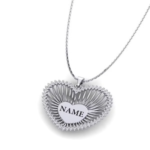 Pendentif en argent 925 en forme de cœur avec strass en cristal, charme personnalisé avec nom, pour cadeau de bijoux unisexe - Product Image 3