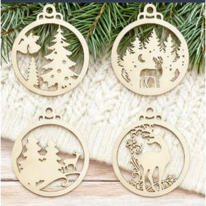 Formas de Madera sin Acabado al por Mayor - Corte Láser, Árbol de Navidad, Corazón, Círculo, Ovalados, para Impresión UV a Todo Color/Letterpress, Adornos DIY - Product Image 5