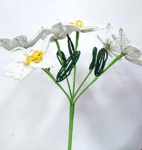 Beaded <b>Flower</b> Arrangement With Colorful Petals And Green Leaves For Decorative Use - Product Image 3