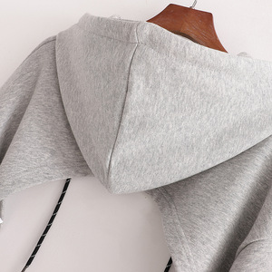 Unique White Extreme Crop Top Hoodie for Women <b>Shrug</b> Style Hooded Sweatshirt Soft Cotton Pullover Gym Fashion Short New - Product Image 5