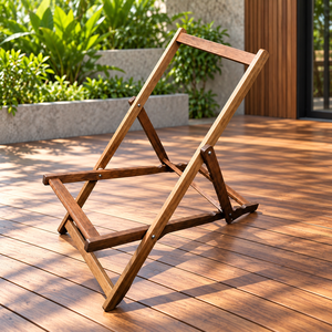 Chaise de plage pliable en bois, dossier réglable, mobilier d'extérieur pour villa et patio - Product Image 1