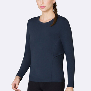 Women Long Sleeve Rash Guard <b>Navy</b> Blue Quick Dry Sport Top Full Sleeve Stretch Fitness Shirt - Product Image 1