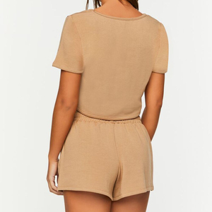 Ensembles d'été pour femmes, vêtements de sport, ensemble court 2 pièces pour femmes, logo personnalisé, ensemble crop top et short 2 pièces, service OEM - Product Image 4