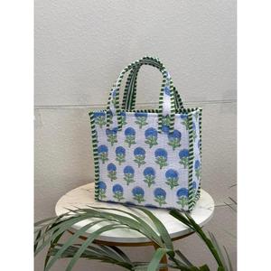 Sac fourre-tout en coton indien fait main, imprimé floral bohème, mini sac à main vintage pour femme, petit sac de shopping ouvert toutes saisons - Product Image 4
