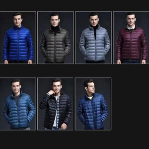 Chaqueta Acolchada Ligera para Hombre, Color Sólido, Cuello Alto, Cierre de Cremallera, Cortavientos, Abrigo Informal de Invierno, Relleno Fino de Poliéster - Product Image 5