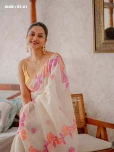 Ensemble Saree et Blouse en Lin Doux à Imprimé Numérique, Design Evergreen, Idéal pour les Fêtes – Fournisseur et Exportateur Mondial Saree Love - Product Image 6