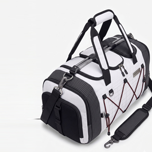Gym Duffle <b>Bag</b> White With Black Trim Zipper Closure 30-40L Capacity Workout Fitness Duffle <b>Bags</b> Shoulder Body Cross Duffle <b>Bags</b> - Product Image 6