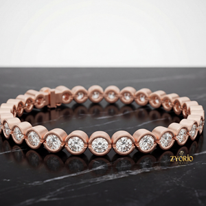 Zyorio Jewels Pulsera de tenis clásica de plata de ley con diamantes cultivados en laboratorio engastados en bisel redondo, joyería fina de lujo, regalo para mujer, fiesta - Product Image 3