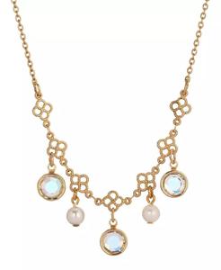 Collana a girocollo con perle finte in cristallo color oro |   2028 - Product Image 1