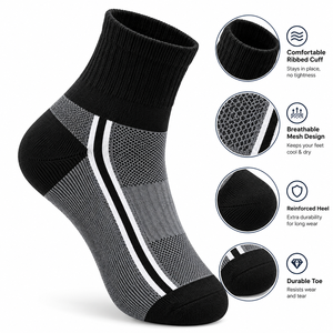 Chaussettes blanches Ibriza Ventures, chaussettes de sport respirantes en coton tricoté rayées - Product Image 2