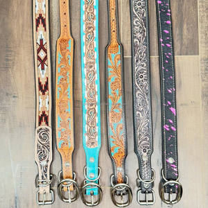 Collier de chien réglable de luxe de haute qualité avec boucle en métal et anneau en D Colliers pour animaux de compagnie en cuir véritable outillés à la main de luxe écologiques - Product Image 6