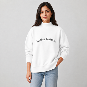 <b>Top</b> Quality Women's <b>Mock</b> <b>Neck</b> Pullover Lightweight Cotton Fleece Custom Embroidery Ribbed Cuffs Casual Wear - Product Image 1