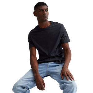 T-shirt uni imprimé anti-rides à col rond et manches courtes en jersey 100 % coton pour hommes et femmes, style streetwear, vente en gros - Product Image 4