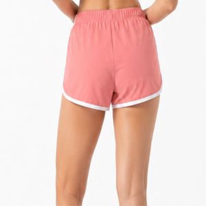 Shorts de Cintura Alta para Mujer, Corte Holgado, Color Sólido, con Ribete Blanco, Bolsillos Laterales, Transpirables, Ropa Casual de Verano - Product Image 3
