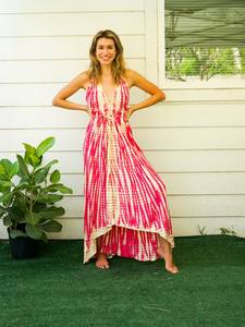 Vestido Maxi Tie Dye de Diseño Sencillo, Tejido Informal sin Mangas, Estilo Dulce - Product Image 6