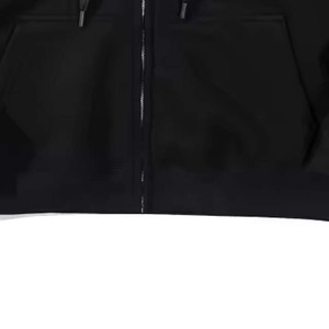 เสื้อฮู้ดซิปสีดำสำหรับผู้ชาย พิมพ์ลายเปลวไฟสีน้ำเงินที่แขนเสื้อ เสื้อฮู้ดลำลองทรงปกติ ผ้าถักโพลีเอสเตอร์ เหมาะสำหรับใส่ในฤดูใบไม้ร่วง - Product Image 5