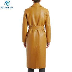 Manteau trench élégant pour homme en cuir véritable, doublure chaude réversible, coupe ajustée pour tenue décontractée ou formelle - Product Image 5