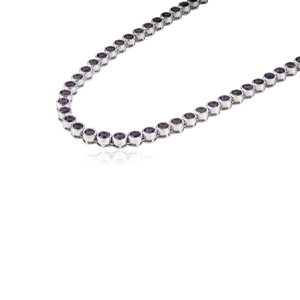 Collier tennis classique de haute qualité en améthyste naturelle taille ronde pour femme en argent sterling 925 – Cadeau idéal pour mariage et soirée - Product Image 5