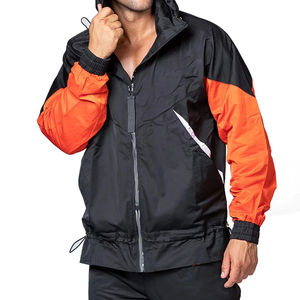 Survêtement coupe-vent pour homme de qualité supérieure, couleur unie, fermeture éclair intégrale, capuche, sportif, léger, polyester, vêtements d'automne, coupe classique - Product Image 3