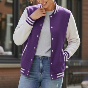 Reasonable Price Quick Dry Women Varsity Baseball Jackets <b>Top</b> <b>High</b> Quality Custom <b>Leather</b> Sleeve Women Varsity Jacket - Product Image 2