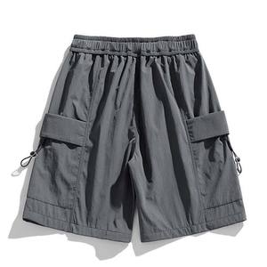 Shorts en nylon beige et marron contrastant pour femme, taille élastique, décontracté, été, sport, vêtements de détente, personnalisé par le fabricant - Product Image 2