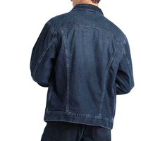 Veste en jean personnalisée bleu foncé pour homme, style camionneur classique, boutonnée, manches longues, décontractée, écologique, printemps