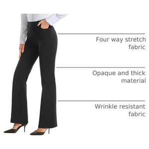 Pantalon de travail extensible coupe bootcut pour femme avec poches, pantalon de travail à enfiler pour le bureau et les occasions décontractées professionnelles - Product Image 2