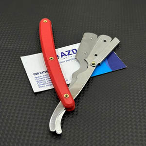 Navaja de Afeitar Clásica Roja de Hoja Recta, Plegable, de Acero Inoxidable, Herramienta de Afeitado para Barberos y Uso Doméstico - Product Image 4