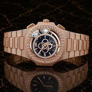 Reloj de Pulsera de Lujo con Moissanita para Hombre, con Incrustaciones de Piedras, de Acero Inoxidable, con Diamantes - Product Image 1