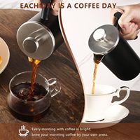 Cafetière à piston BERTILLE anti-goutte, durable, multi-capacités, noire, en acier inoxydable 304