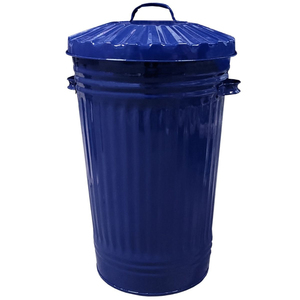 Modern Navy Blue Iron Dustbin <b>Lid</b> Eco-Friendly Indoor/Outdoor Rubbish Waste Storage <b>Bin</b> - Product Image 1
