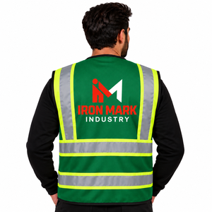 Gilet de sécurité haute visibilité unisexe Iron Mark en coton avec poches, certifié CE, détection des aiguilles - Product Image 2
