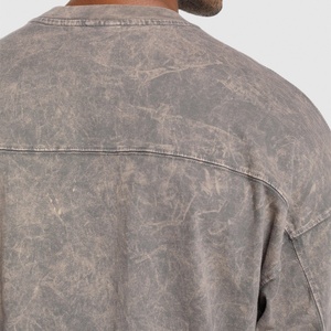 T-shirt homme oversize délavé à l'acide, col rond, manches courtes, coupe lourde, épaules tombantes, style streetwear - Product Image 4