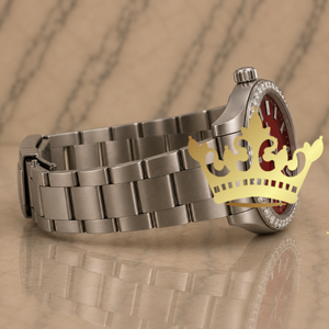 Factory Wholesale Women's Jewelry Watch Stainless Steel Red Dial Diamond Watch - Product Image 2