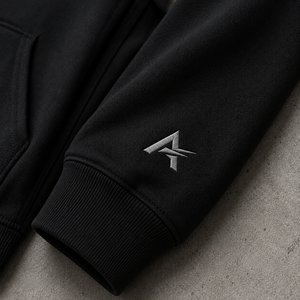 Sudadera con Capucha Negra para Hombre Ascend, Corte Regular, Logotipo Bordado, Bolsillo Delantero, Informal, de Forro Polar, para Otoño - Product Image 3
